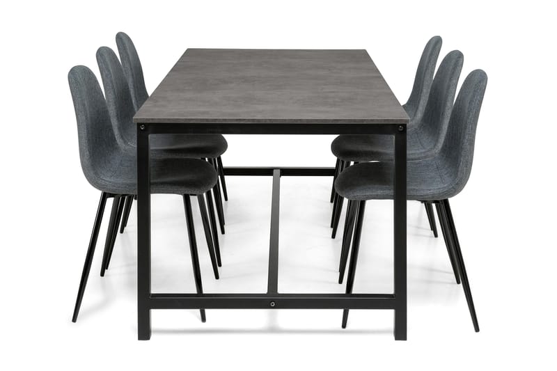 Ruokailuryhmä Evo 180 cm 6 Naira tuolia - Vaaleanharmaa/Tummanharmaa - Huonekalut - Pöytä & ruokailuryhmä - Ruokailuryhmä