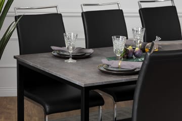 Ruokailuryhmä Evo 180 cm 6 Robledo tuolia - Betoni/Musta/PU/Puu - Huonekalut - Pöytä & ruokailuryhmä - Ruokailuryhmä