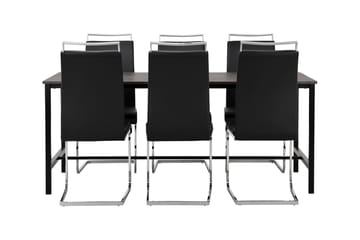 Ruokailuryhmä Evo 180 cm 6 Robledo tuolia - Betoni/Musta/PU/Puu - Huonekalut - Pöytä & ruokailuryhmä - Ruokailuryhmä