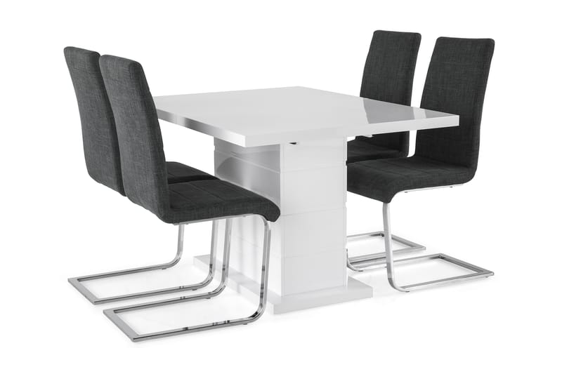Ruokailuryhmä Griffith Jatkettava 120 cm 4 Jack tuolia - Valkoinen/Harmaa/Kromi - Huonekalut - Pöytä & ruokailuryhmä - Ruokailuryhmä