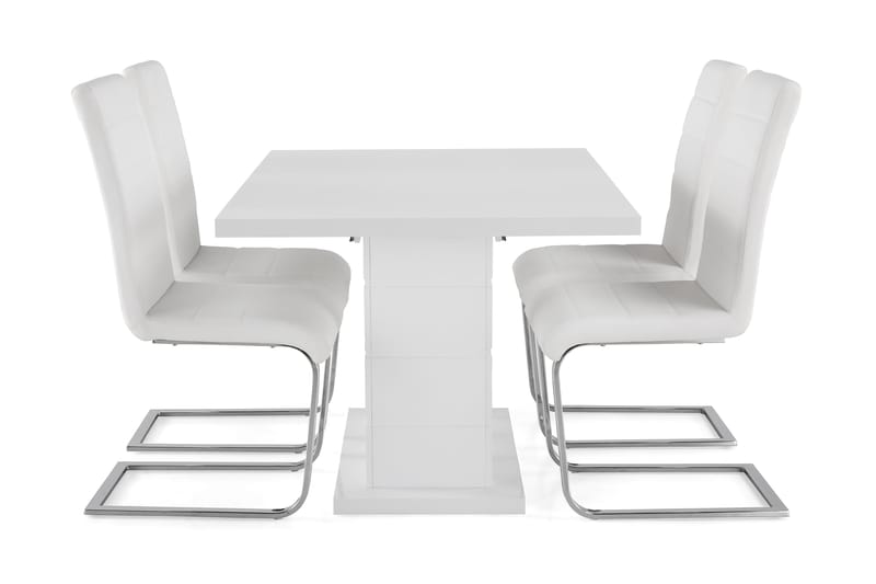Ruokailuryhmä Griffith Jatkettava 120 cm 4 Jack tuolia - Valkoinen/Valkoinen PU/Kromi - Huonekalut - Pöytä & ruokailuryhmä - Ruokailuryhmä