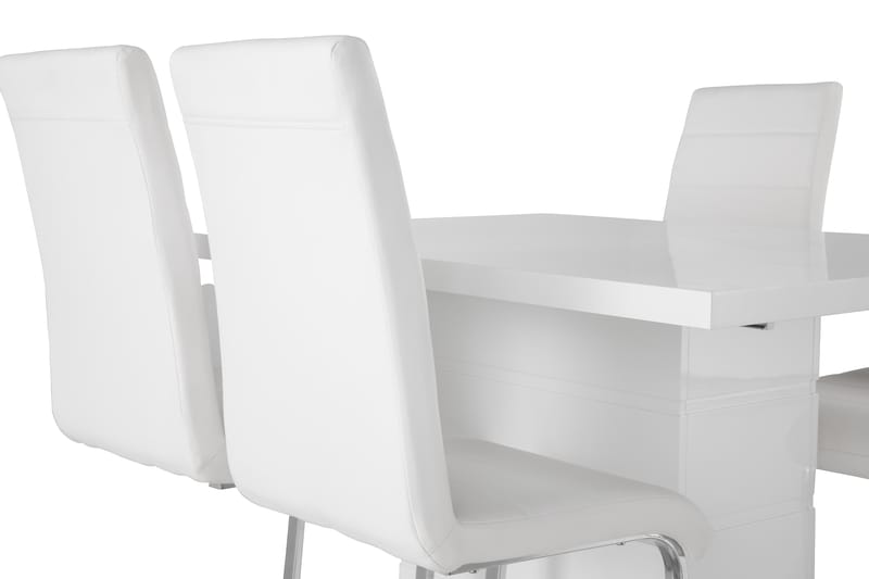 Ruokailuryhmä Griffith Jatkettava 120 cm 4 Jack tuolia - Valkoinen/Valkoinen PU/Kromi - Huonekalut - Pöytä & ruokailuryhmä - Ruokailuryhmä