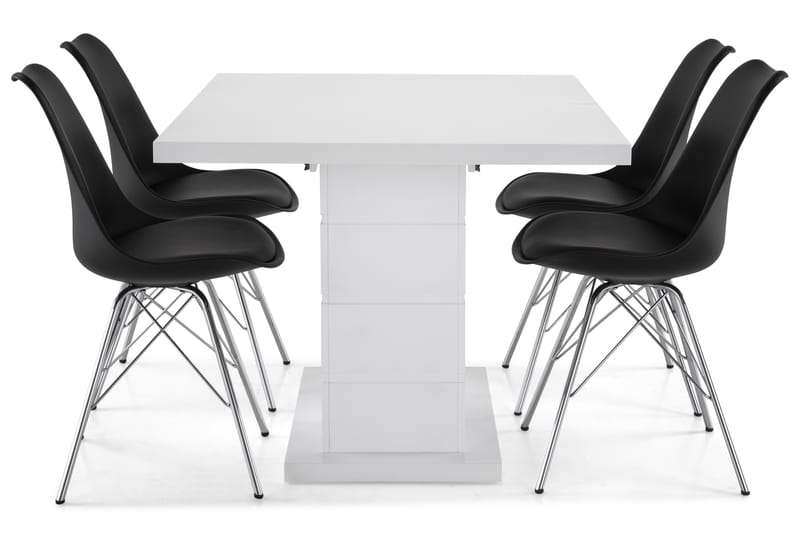 Ruokailuryhmä Griffith Jatkettava 120 cm 4 Scale tuolia - Valkoinen/Musta PU/Kromi - Huonekalut - Pöytä & ruokailuryhmä - Ruokailuryhmä
