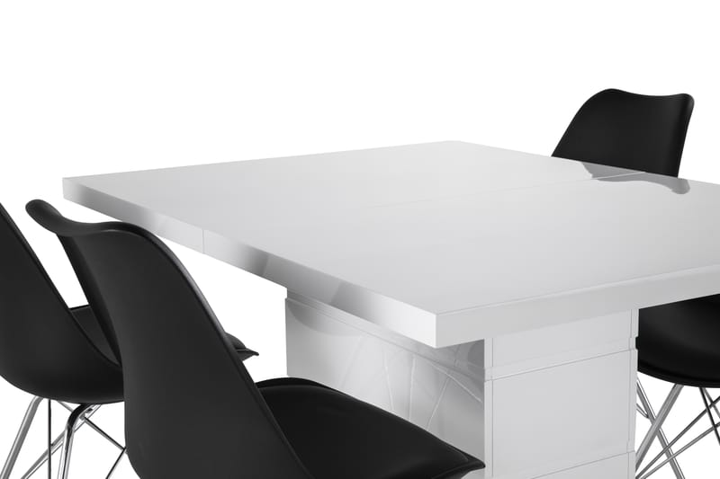 Ruokailuryhmä Griffith Jatkettava 120 cm 4 Scale tuolia - Valkoinen/Musta PU/Kromi - Huonekalut - Pöytä & ruokailuryhmä - Ruokailuryhmä
