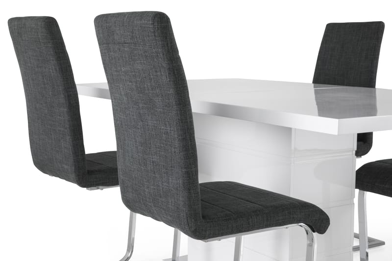 Ruokailuryhmä Griffith Jatkettava 160 cm 4 Jack tuolia - Valkoinen/Harmaa/Kromi - Huonekalut - Pöytä & ruokailuryhmä - Ruokailuryhmä