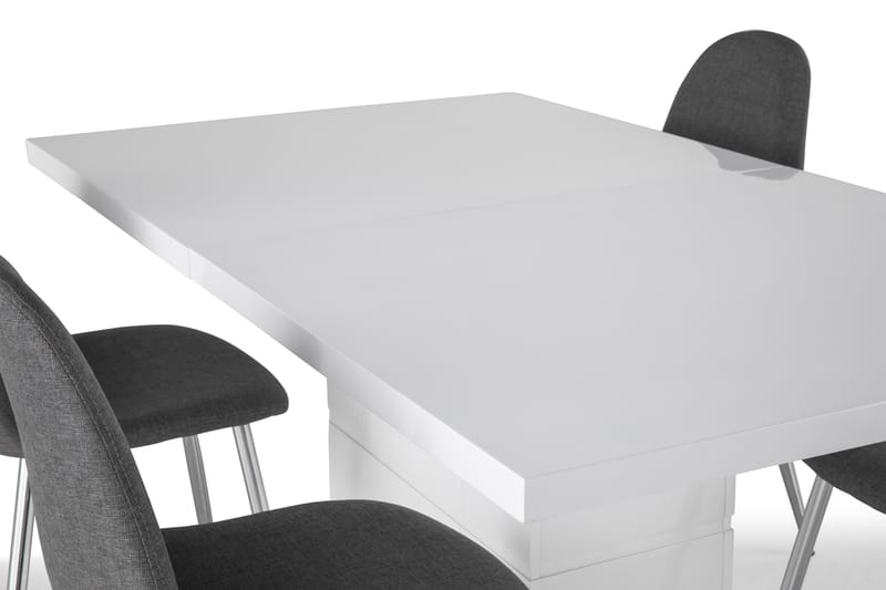 Ruokailuryhmä Griffith Jatkettava 160 cm 4 Naira tuolia - Valkoinen/Harmaa/Kromi - Huonekalut - Pöytä & ruokailuryhmä - Ruokailuryhmä