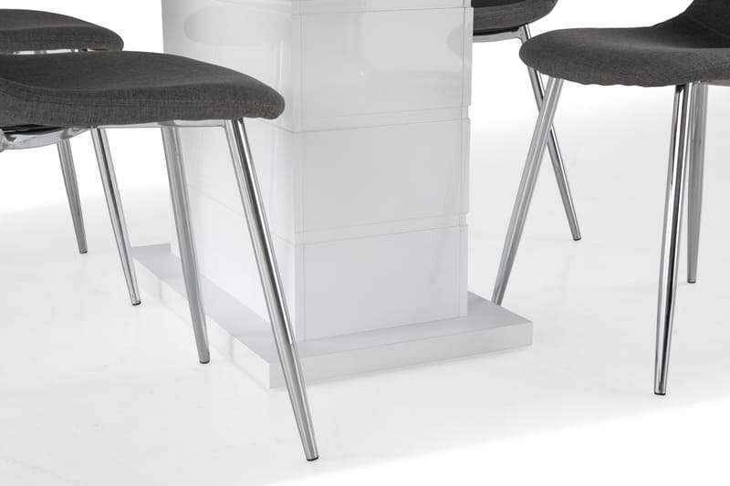 Ruokailuryhmä Griffith Jatkettava 160 cm 4 Naira tuolia - Valkoinen/Harmaa/Kromi - Huonekalut - Pöytä & ruokailuryhmä - Ruokailuryhmä