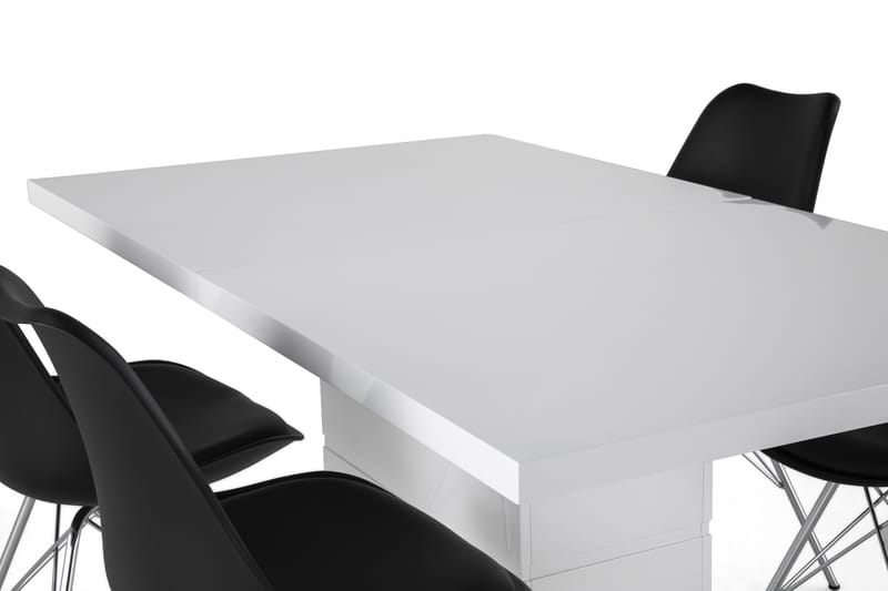 Ruokailuryhmä Griffith Jatkettava 160 cm 4 Scale tuolia - Valkoinen/Musta PU/Kromi - Huonekalut - Pöytä & ruokailuryhmä - Ruokailuryhmä