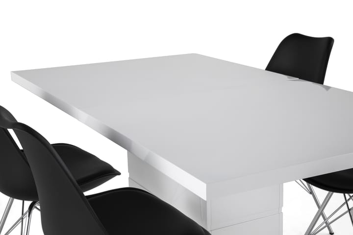 Ruokailuryhmä Griffith Jatkettava 160 cm 4 Scale tuolia - Valkoinen/Musta PU/Kromi - Ruokailuryhmä