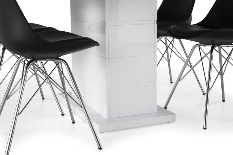 Ruokailuryhmä Griffith Jatkettava 160 cm 4 Scale tuolia - Valkoinen/Musta PU/Kromi - Huonekalut - Pöytä & ruokailuryhmä - Ruokailuryhmä