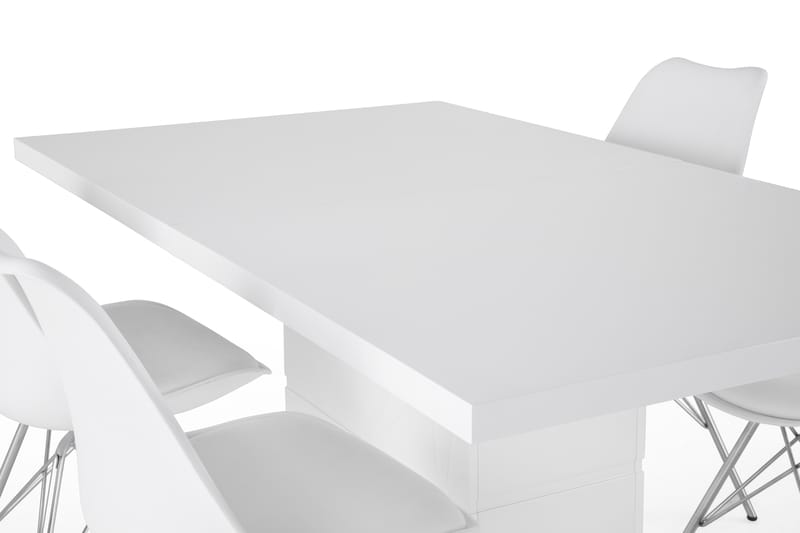 Ruokailuryhmä Griffith Jatkettava 160 cm 4 Scale tuolia - Valkoinen/Valkoinen PU/Kromi - Huonekalut - Pöytä & ruokailuryhmä - Ruokailuryhmä