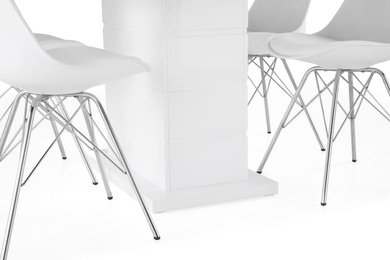 Ruokailuryhmä Griffith Jatkettava 160 cm 4 Scale tuolia - Valkoinen/Valkoinen PU/Kromi - Huonekalut - Pöytä & ruokailuryhmä - Ruokailuryhmä