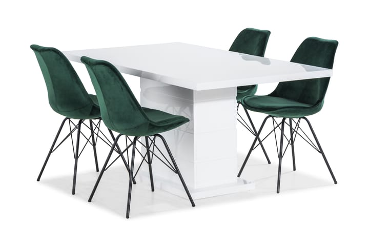Ruokailuryhmä Griffith Jatkettava 160 cm 4 Scale tuolia - Valkoinen/Vihreä - Ruokailuryhmä