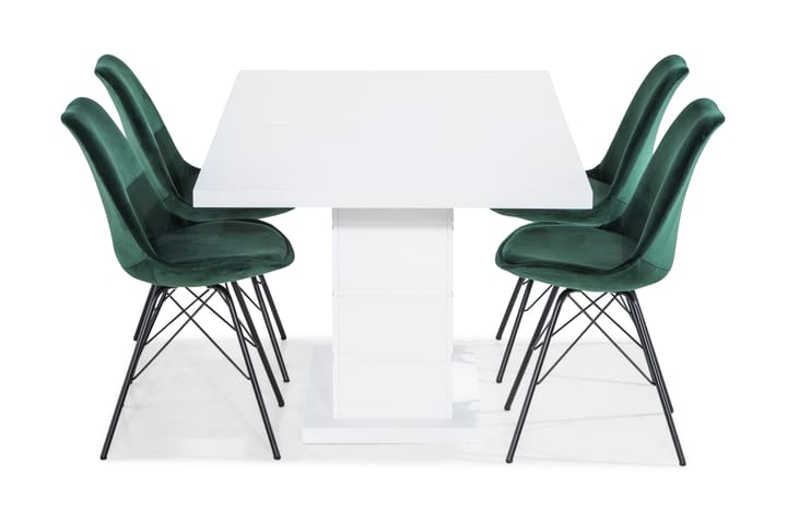 Ruokailuryhmä Griffith Jatkettava 160 cm 4 Scale tuolia - Valkoinen/Vihreä - Ruokailuryhmä