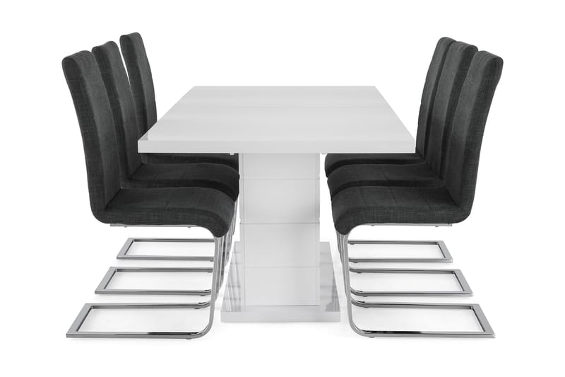 Ruokailuryhmä Griffith Jatkettava 180 cm 6 Jack tuolia - Valkoinen/Harmaa/Kromi - Huonekalut - Pöytä & ruokailuryhmä - Ruokailuryhmä