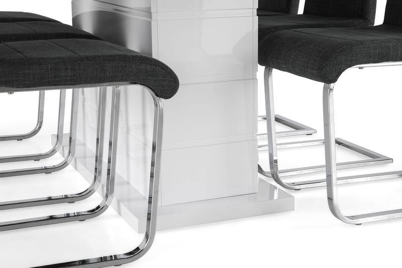 Ruokailuryhmä Griffith Jatkettava 180 cm 6 Jack tuolia - Valkoinen/Harmaa/Kromi - Huonekalut - Pöytä & ruokailuryhmä - Ruokailuryhmä