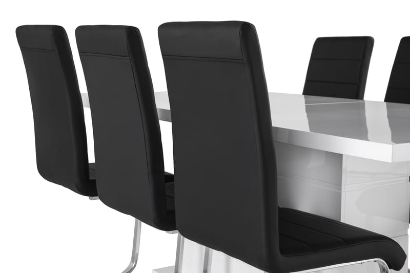 Ruokailuryhmä Griffith Jatkettava 180 cm 6 Jack tuolia - Valkoinen/Musta PU/Kromi - Huonekalut - Pöytä & ruokailuryhmä - Ruokailuryhmä