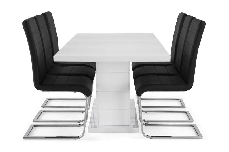 Ruokailuryhmä Griffith Jatkettava 180 cm 6 Jack tuolia - Valkoinen/Musta PU/Kromi - Huonekalut - Pöytä & ruokailuryhmä - Ruokailuryhmä