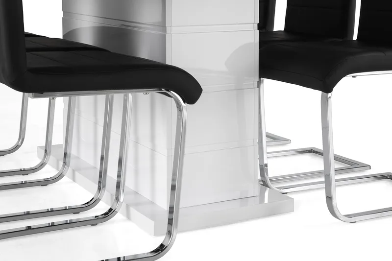 Ruokailuryhmä Griffith Jatkettava 180 cm 6 Jack tuolia - Valkoinen/Musta PU/Kromi - Huonekalut - Pöytä & ruokailuryhmä - Ruokailuryhmä