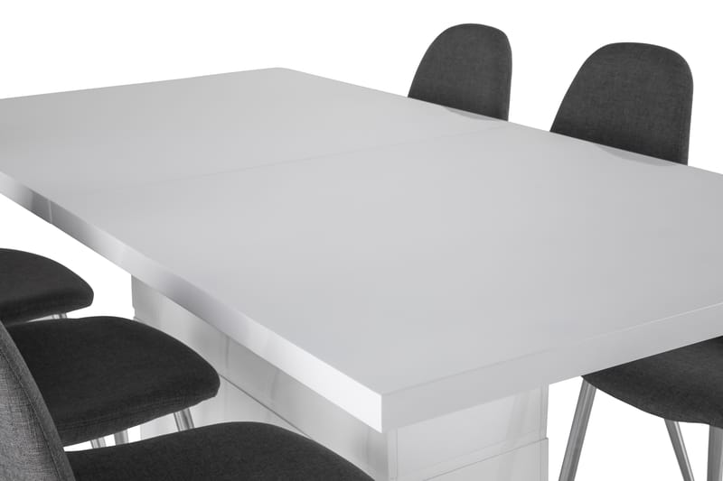 Ruokailuryhmä Griffith Jatkettava 180 cm 6 Naira tuolia - Valkoinen/Harmaa/Kromi - Huonekalut - Pöytä & ruokailuryhmä - Ruokailuryhmä