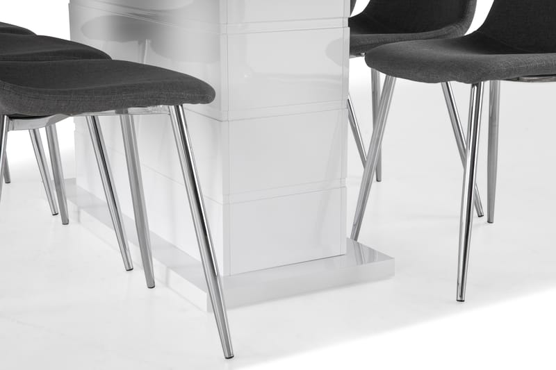 Ruokailuryhmä Griffith Jatkettava 180 cm 6 Naira tuolia - Valkoinen/Harmaa/Kromi - Huonekalut - Pöytä & ruokailuryhmä - Ruokailuryhmä