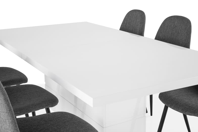 Ruokailuryhmä Griffith Jatkettava 180 cm 6 Naira tuolia - Valkoinen/Harmaa/Musta - Huonekalut - Pöytä & ruokailuryhmä - Ruokailuryhmä
