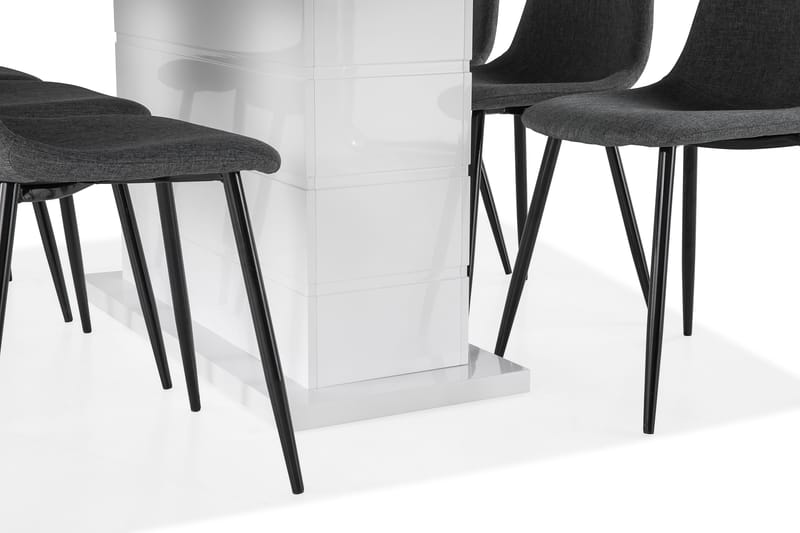 Ruokailuryhmä Griffith Jatkettava 180 cm 6 Naira tuolia - Valkoinen/Harmaa/Musta - Huonekalut - Pöytä & ruokailuryhmä - Ruokailuryhmä