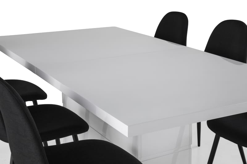 Ruokailuryhmä Griffith Jatkettava 180 cm 6 Naira tuolia - Valkoinen/Musta - Huonekalut - Pöytä & ruokailuryhmä - Ruokailuryhmä