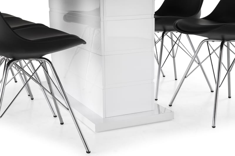 Ruokailuryhmä Griffith Jatkettava 180 cm 6 Scale tuolia - Valkoinen/Musta PU/Kromi - Huonekalut - Pöytä & ruokailuryhmä - Ruokailuryhmä