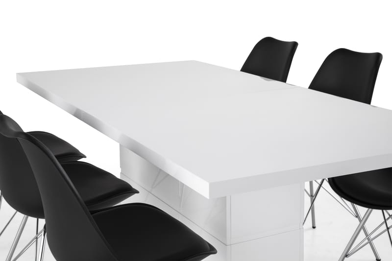 Ruokailuryhmä Griffith Jatkettava 180 cm 6 Scale tuolia - Valkoinen/Musta PU/Kromi - Huonekalut - Pöytä & ruokailuryhmä - Ruokailuryhmä