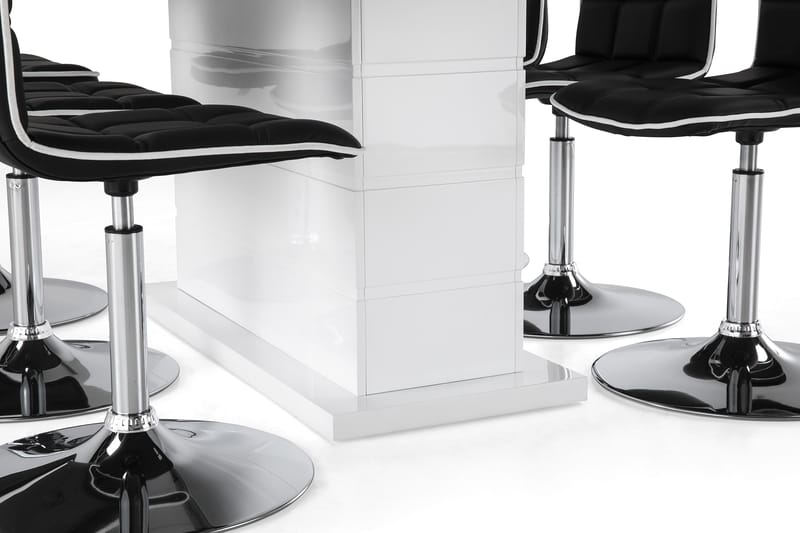 Ruokailuryhmä Griffith Jatkettava 180 cm 6 Shaw tuolia - Valkoinen/Musta PU/Kromi - Huonekalut - Pöytä & ruokailuryhmä - Ruokailuryhmä