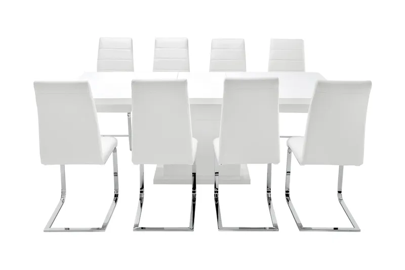 Ruokailuryhmä Griffith Jatkettava 180 cm 8 Emån tuolia - Valkoinen - Huonekalut - Pöytä & ruokailuryhmä - Ruokailuryhmä