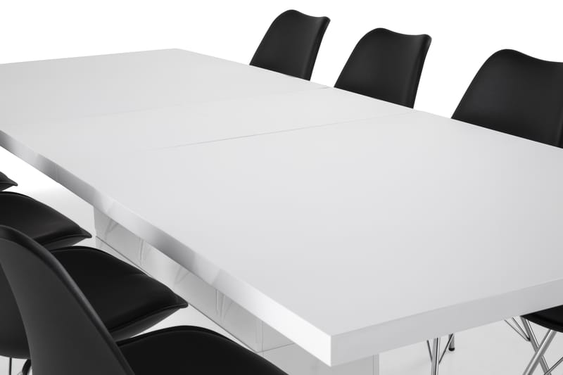 Ruokailuryhmä Griffith Jatkettava 200 cm 8 Scale tuolia - Valkoinen/Musta PU/Kromi - Huonekalut - Pöytä & ruokailuryhmä - Ruokailuryhmä