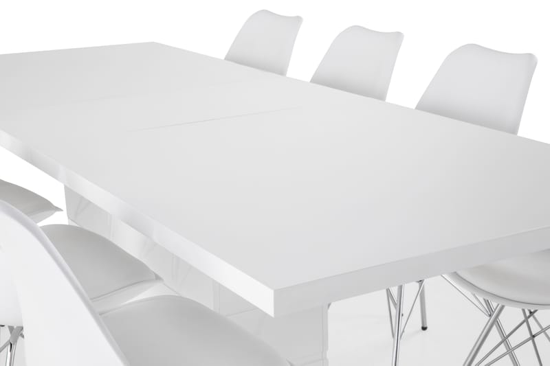 Ruokailuryhmä Griffith Jatkettava 200 cm 8 Scale tuolia - Valkoinen/Valkoinen PU/Kromi - Huonekalut - Pöytä & ruokailuryhmä - Ruokailuryhmä