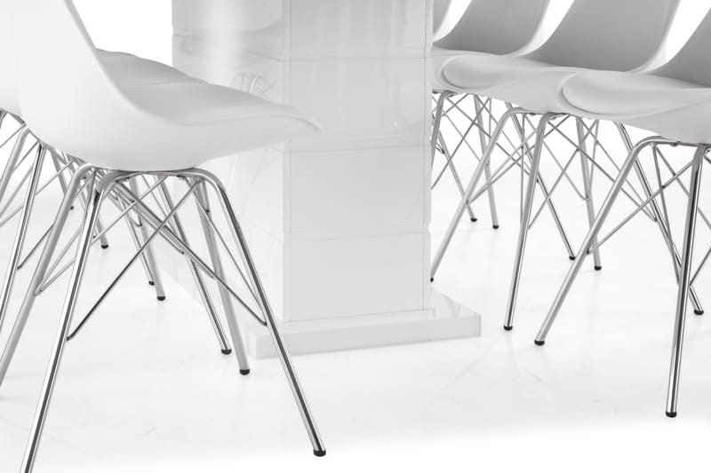 Ruokailuryhmä Griffith Jatkettava 200 cm 8 Scale tuolia - Valkoinen/Valkoinen PU/Kromi - Huonekalut - Pöytä & ruokailuryhmä - Ruokailuryhmä