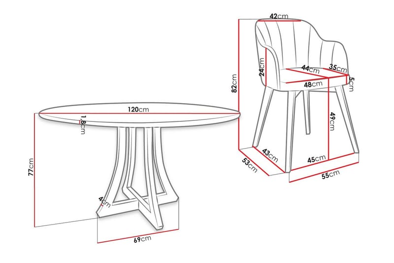 Ruokailuryhmä Habit Pyöreä Harmaa|Musta - Huonekalut - Pöytä & ruokailuryhmä - Ruokailuryhmä