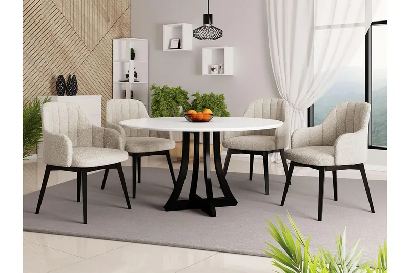 Ruokailuryhmä Habit Pyöreä Beige|Valkoinen|Musta - Huonekalut - Pöytä & ruokailuryhmä - Ruokailuryhmä