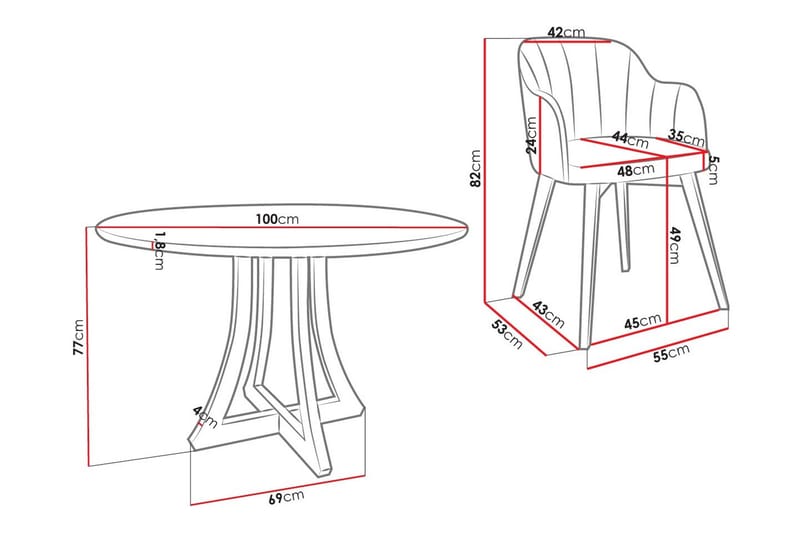 Ruokailuryhmä Habit Pyöreä Harmaa|Musta - Huonekalut - Pöytä & ruokailuryhmä - Ruokailuryhmä