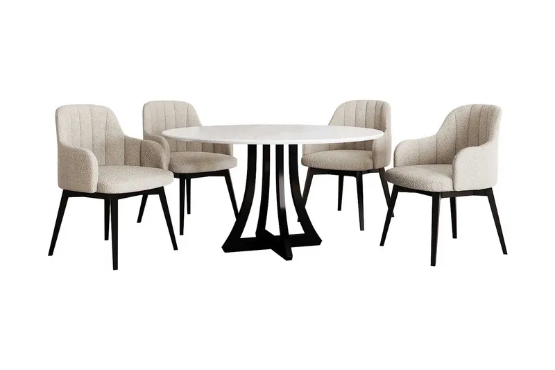 Ruokailuryhmä Habit Pyöreä Beige|Valkoinen|Musta, undefined