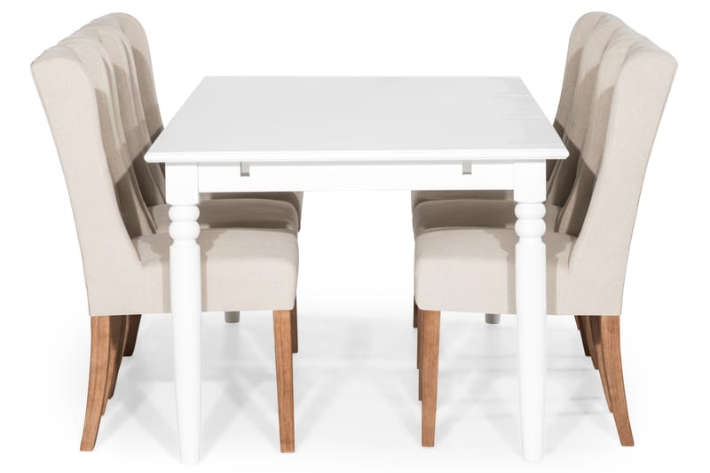 Ruokailuryhmä Hampton 190 cm 6 Isolde tuolia - Vintage Jalava/Beige - Huonekalut - Pöytä & ruokailuryhmä - Ruokailuryhmä