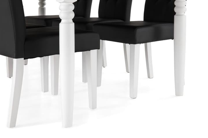 Ruokailuryhmä Hampton 190 cm 6 Leo tuolia - Mahonki/Valkoinen/Musta PU - Ruokailuryhmä