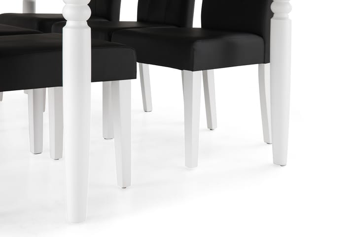 Ruokailuryhmä Hampton 190 cm 6 Leo tuolia - Valkoinen/Musta PU - Ruokailuryhmä