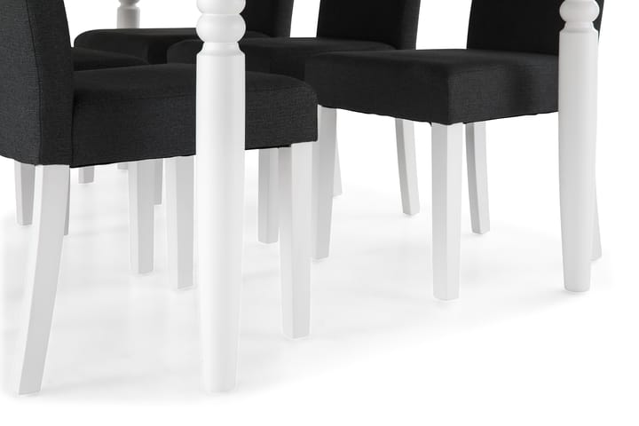 Ruokailuryhmä Hampton 190 cm 6 Leo tuolia - Valkoinen/Tummanharmaa - Ruokailuryhmä