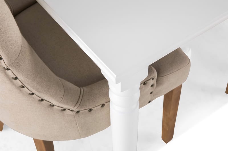 Ruokailuryhmä Hampton 190 cm 6 Ophelia ruokatuolia - Valkoinen/Beige/Puu - Huonekalut - Pöytä & ruokailuryhmä - Ruokailuryhmä