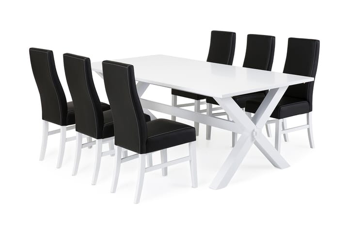Ruokailuryhmä Hannah 6 Max tuolia - Valkoinen/Musta - Ruokailuryhmä