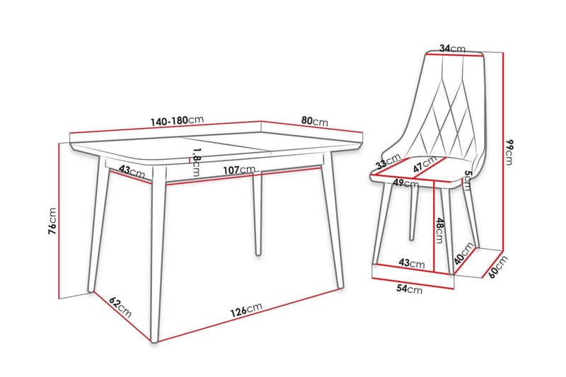 Ruokailuryhmä Idelle Sininen - Huonekalut - Pöytä & ruokailuryhmä - Ruokailuryhmä