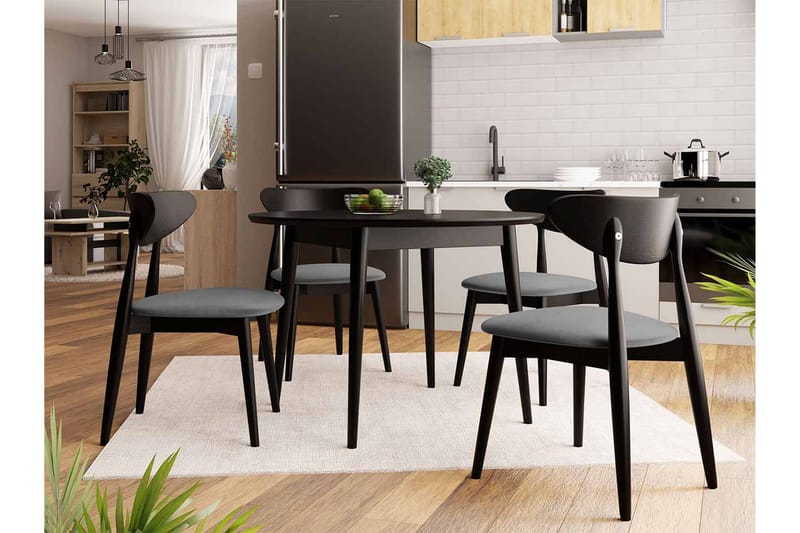 Ruokailuryhmä Idelle Pyöreä Harmaa - Huonekalut - Pöytä & ruokailuryhmä - Ruokailuryhmä