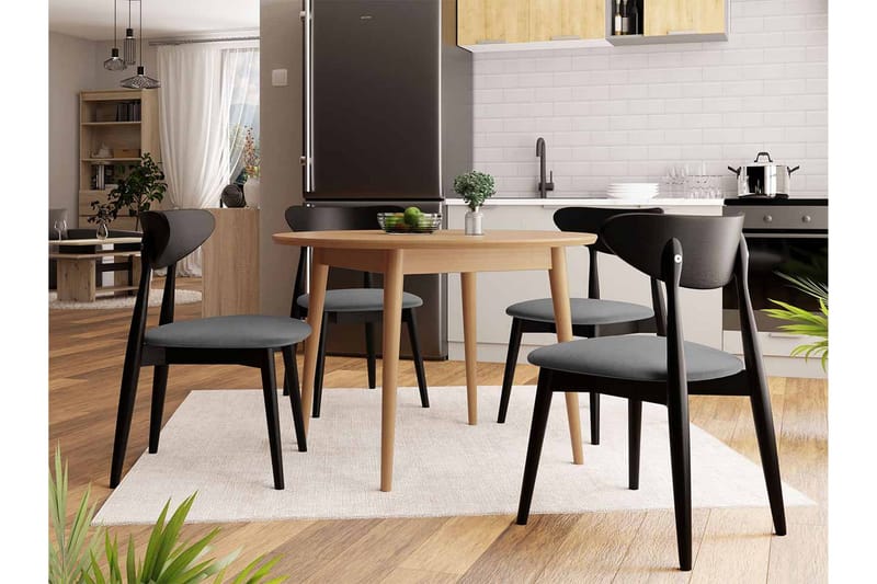 Ruokailuryhmä Idelle Pyöreä Musta - Huonekalut - Pöytä & ruokailuryhmä - Ruokailuryhmä