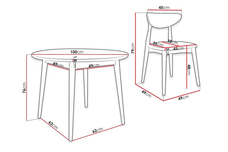 Ruokailuryhmä Idelle Pyöreä Harmaa - Huonekalut - Pöytä & ruokailuryhmä - Ruokailuryhmä