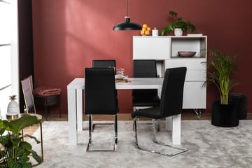 Ruokailuryhmä Jack 140x90 cm 4 tuolia - Valkoinen/Musta/kromi - Huonekalut - Pöytä & ruokailuryhmä - Ruokailuryhmä